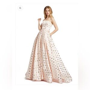 Mac DUGGAL 67093L Strapless Polka Dots Maxi Gown/Dress 14 Light Pink Prom Party